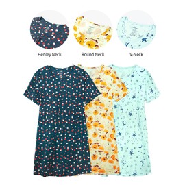 CONOMAX 3 Pack Sleepshirts Women's Nightshirt Soft Nightgowns for Women Short Sleeve dress Sleepwear(S-3X)