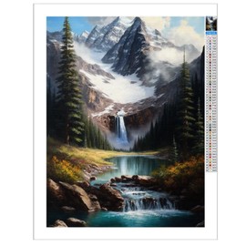 Landscape Diamond Painting Kits Waterfall Mountain Lake Gem 5D Art Painting Kits for Adults Nature Scenery DIY Diamond Painting Accessories for Home Wall Decor 12x16 inch