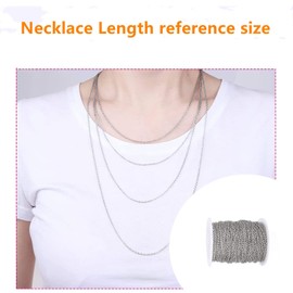 LEMLIT Chain for Jewellery Making - Stainless Steel 32.8FT 2mm Twisted Links Cross Cable Chains Silver Plated with Spool for Pendant Necklace Jewelry Making
