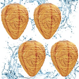 Rismise Fake Wasp Nests 4 Pack Fake Hornet Nest Paper Hives Waterproof Hanging Wasp Paper Hornet Nest Fake Hive Fake Nest for Outdoor Home and Garden