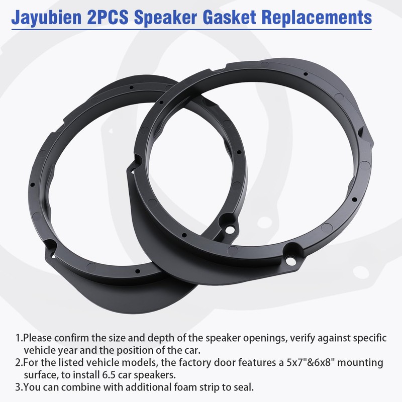JAYUBIEN 5x7-6x8 to 6.5 Speaker Adapter Spacer for Ford Lincoln