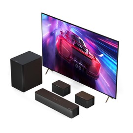 ULTIMEA ULTIMEA 5.1 Virtual Surround Sound Bar, 320W Wireless Surround Sound System for TV, Home Theater Sound System, Surround Speakers and Subwoofer Adjustable, Soundbar for Smart TV, Poseidon D50