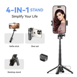 Retractable Tripod for Cell Phone, Portable Selfie Stick Travel Phone Tripod with Remote Phone Holder Stand, Sturdy & Stable Adjustable Multi-Angle Shot Selfie Stick for Video Recording