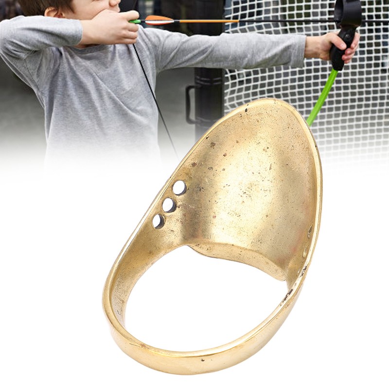 Brass Archery Thumb Ring Portable Finger Protector with Anti Lost