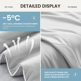 COHOME Cooling Comforter Queen/Full, Cooling Blanket for Hot Sleeper and Night Sweats, Cold Touch Fabric Absorbs Body Heat, Double-Sided Cool Design Soft Fluffy (Grey, (90"x90"))