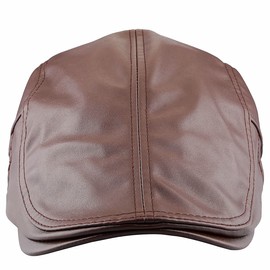 squaregarden Flat Caps for Men, Beret Leather Hat Cabbie Gatsby Newsboy Cap Ivy Irish Hats, Coffee