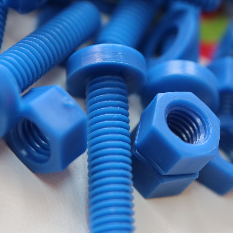20 x Blue Pan Head Screws Polypropylene (PP) Plastic Nuts
