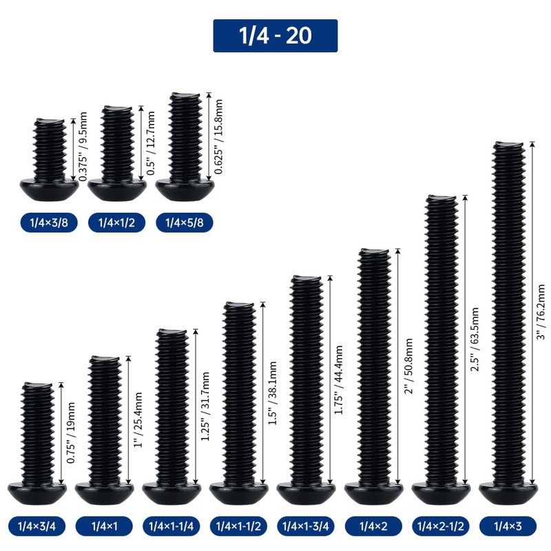 1/4-20 x 1 Stainless Button Socket Cap Head Screws 25