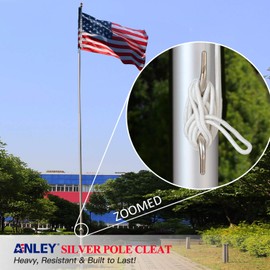 Anley 2 PCS Silver FlagPole Halyard Rope Cleat Hook - 6 Inch Rust Free Zinc Alloy - Mounting Screws Included