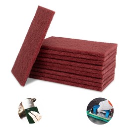 Red Scuff Pads - 10Pcs Scouring Pad 7447 - Very Fine Grade Hand Pads General Purpose Sanding Hand Pads 200 x 125mm/8" x 5"