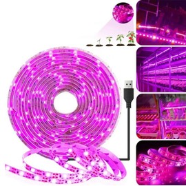 LED Grow Light Strips,Waterproof Full Spectrum Plant Grow Light, USB 16ft 300LEDs, Flexible Growing Lamp for Indoor Plants Succulents Hydroponics Greenhouse Gardening