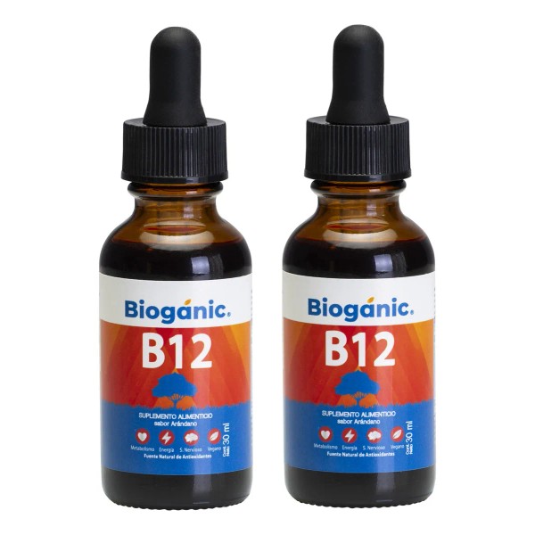 Paquete de 2 Botellas Vitamina B12 Lquida Sublingual Bioganic Vegana,