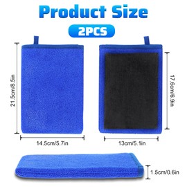 Quilax 2 Pack Clay Mitt Auto Detailing, Fine Grade Alternative Microfiber Car Clay Mitt, Clays Towel for Car Cleaning Detailing Polishing (Blue)
