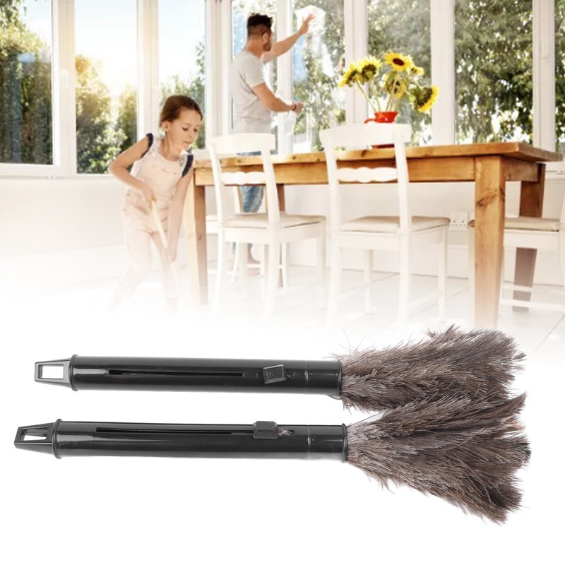 2Pcs Retractable Feather Duster Ostrich Feathers Duster with Long Handle