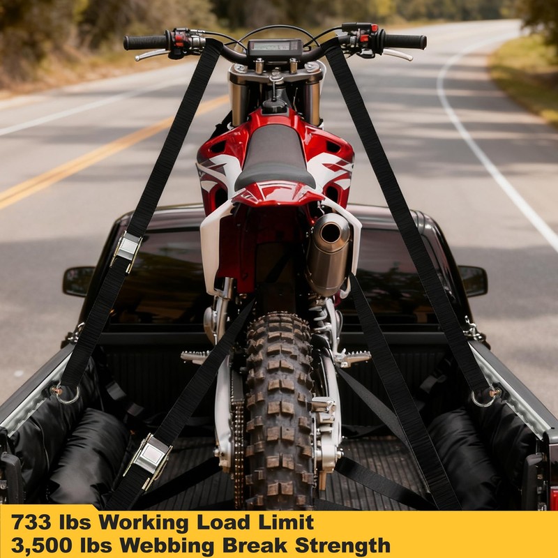 lukar 4 Pack L Track Tie Down Straps Ratchet, 1"