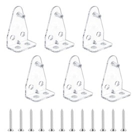 6 Pieces Hold Down Bracket 1 Inch Mini Brackets for Blinds Clear Plastic Blind Brackets Holder Blinds Bottom Rail Hold Clips Replacements Blind Parts with Install Screws for Windows Doors