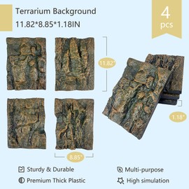 Sysmashing 4pcs Rock Terrarium Background,3D Reptile Tank Background Board,Amphibian Stereo Backdrop Wall,Lizard Snake Gecko Spider Chameleon Turtle Fish pet silo Background Decorative Panel