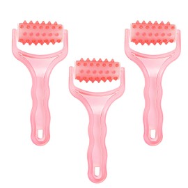 LNQ LUNIQI Pack of 3 Massage Roller Face Plastic Y-Shape Body Massager Skin Tightening Face Roller with Handle for Face Neck Back Pink