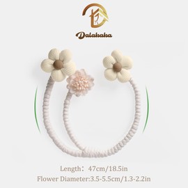 Dalababa Flexible Curtain Tie Backs, 2 Pcs Flower Shaped Curtain Tiebacks, Twist Curtain Binding Ropes, Drapery Holdbacks for Home Decor (Beige)