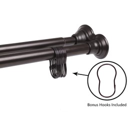 Utopia Alley DS1RB 42-72 in. Rustproof Aluminum Double Tension Straight Shower Curtain Rod - Oil Rubbed Bronze