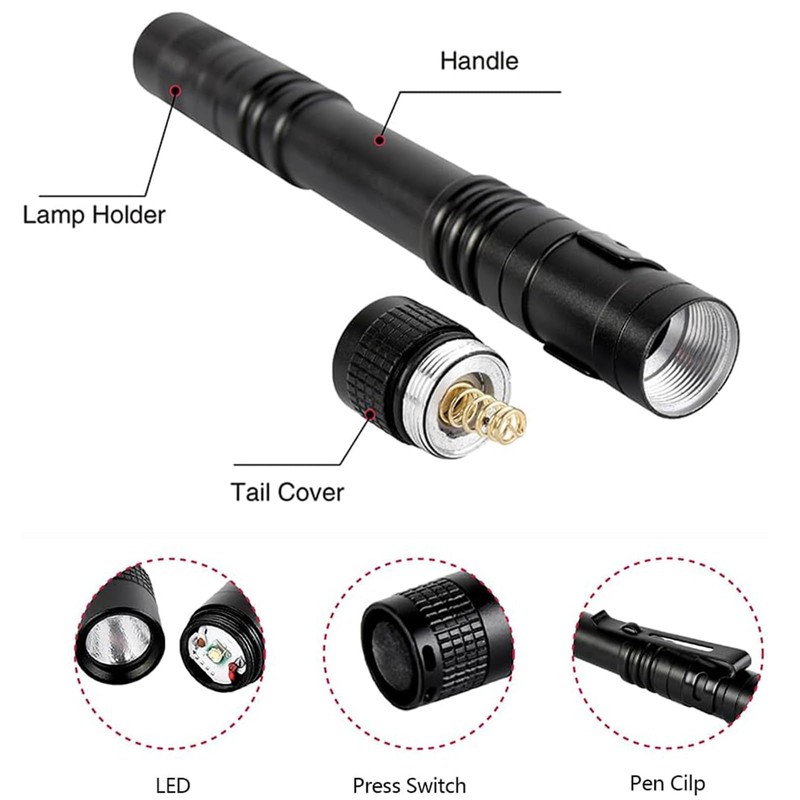 MODOAO Mini Torch Work Light Red LED Pen Torch Waterproof