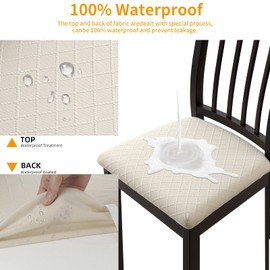 YISUN Waterproof Chair Seat Covers, Jacquard Removable Washable Dining Chair Covers, Chair Seat Protector Slipcovers for Hotel Banquet Wedding Party