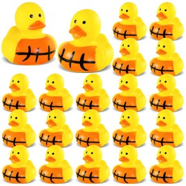 SCIONE 28 Pack Basketball Rubber Ducks - Mini Orange Sports Ducks for Kids - Basketball Team Gifts, Sports Themed Birthday Party Favors, Goodie Bag Fillers and Carnival Prizes