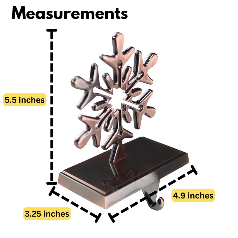 Iconikal 4-Pack Stocking Hanger Holder, Oil-Rubbed Bronze Snowflake Weighted Base