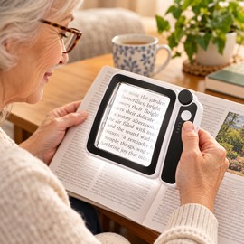 4X LED Handheld Magnifier for Reading – Rectangular Full-Page Magnifying Glass for Books & Newspapers