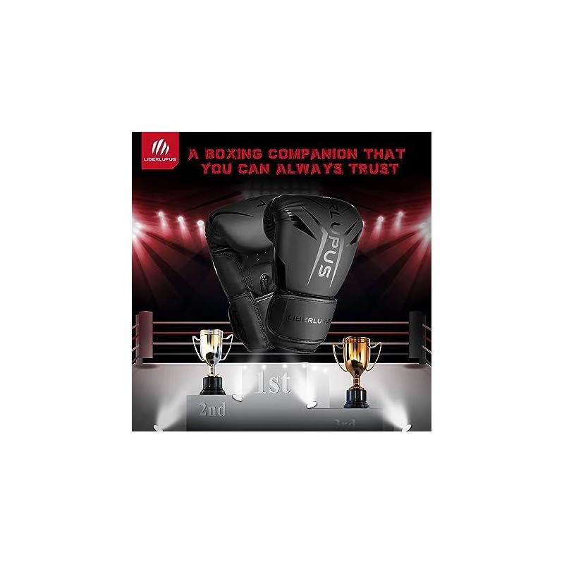 Liberlupus Boxing Gloves for Men & Women (10 12 14