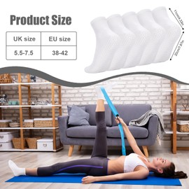 Utensilsto 5 Pairs of Stopper Socks for Men and Women, 38-42 Non-Slip Socks, Women's Yoga Socks, Non-Slip Pilates Socks with Handles, Grip Socks for Home, Rehabilitation, Dance, Workout, White, 38 -