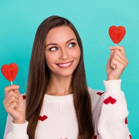 The Dreidel Company Valentines Day Lollipops Red Double Heart Shaped Cherry Flavored, Individually Wrapped (240-Pack)
