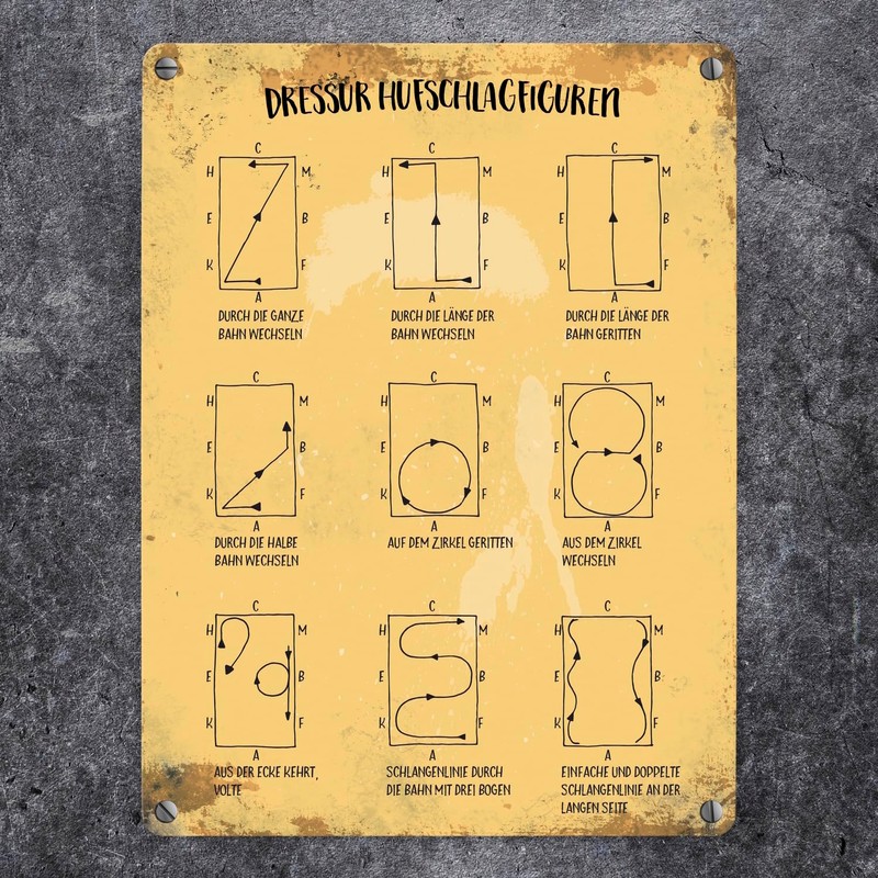 Metal Sign with Dressage Riding Hoof Strike Motif
