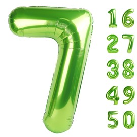 40 Inch Light Green Balloon Number 7 First Birthday Jumbo Mylar Foil Helium Balloon for 17 27 37 Birthday Digital for 70th Party Wedding Anniversary Party Decorations