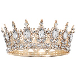 Warmhm Vintage Bridal Crown with Crystal Rhinestones Glittering Crystal Queen Glitter Jewellery Decoration for Wedding and Engagement (White)