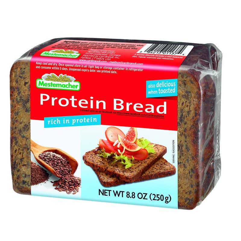 Mestemacher Protein Bread 8.8 ounces, Variety Pack of 3 -