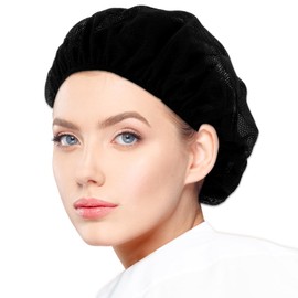 Ymapinc Black Elastic Chef Hats for Women, 6pcs Reusable Hairnets for Foodservice, Hair Net Cover for Food Service Workers Unisex Adjustable Breathable Cooking Chef Caps Kitchen