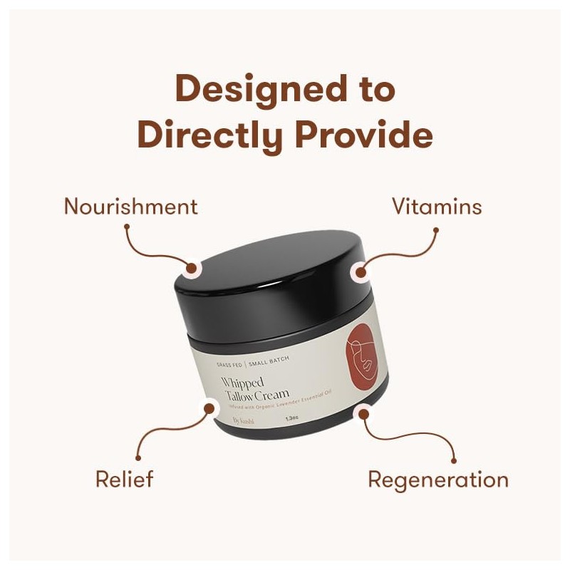 KUSHI Grass-Fed Whipped Tallow Cream Moisturizer for Face & Body
