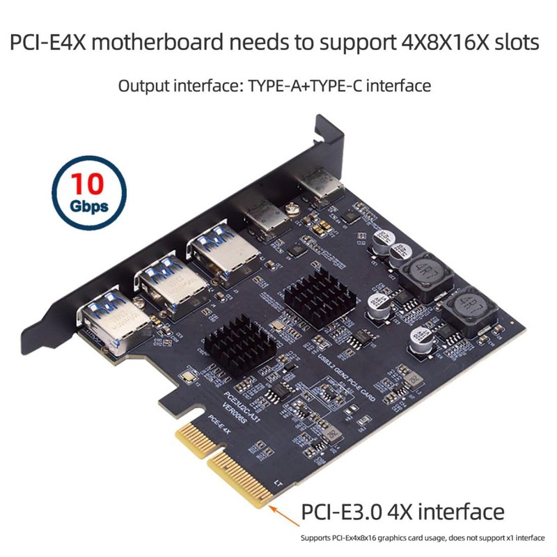 chenyang 5 Port PCI-E 4X to 2 USB C/3 USB