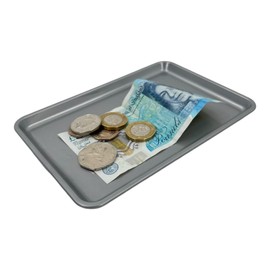 Chabrias Ltd Pack of 10 Plastic Rectangle Tip Trays - Professional Bill Presenter for Bars, Restaurants, and Hotels (Silver)