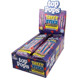 Top Pops Taffy Stixx Premium Chewy Candy Sticks, Blazpberry, 1.55 oz (Pack of 12)