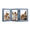 Trifold Picture Frame 5x7 Blue Photo Collage Frame Hinged Triple