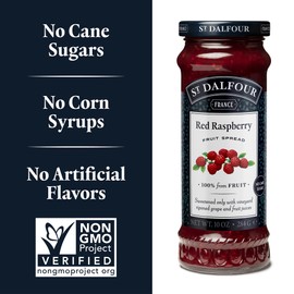 St. Dalfour Red Raspberry Fruit Spread - 10oz - 100% from Fruit, No Artificial Ingredients, Non-GMO, No Cane Sugars, All Natural - Pack of 6