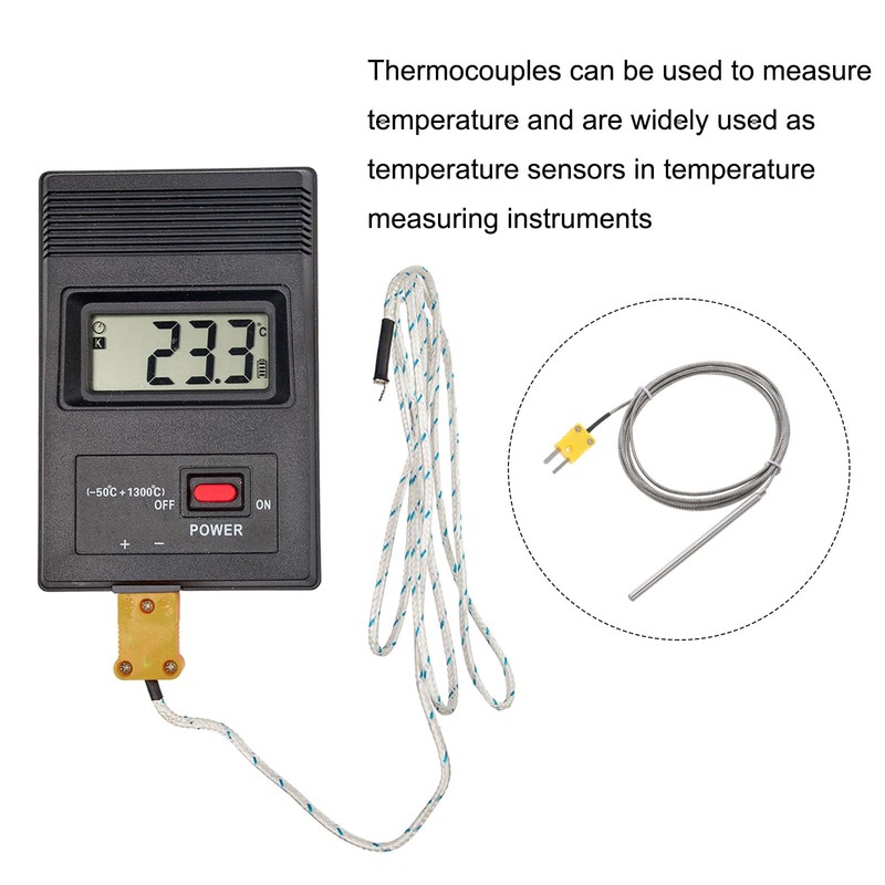 sourcing map 2pcs K Type Thermocouple with Plug, Meter Temperature