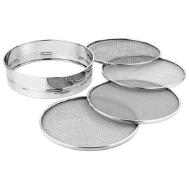 Stainless Steel 22 cm Interchangeable Sieve Set of 4, Flour Sieve, Spices, Food Strainers, Atta (Flour), Grains, Semolina, Food Granules, Coconut Powder, Cocoa Silver