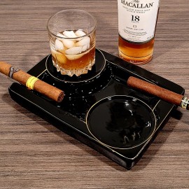 Cigar Ashtray ceramics 2 Drink Coaster 2 Large Rest Outdoor Cigars Ashtray