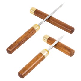 HANPINYUAN Ice Pick 2pcs, Ice Picks for Breaking Ice in Freezer Tool,Break the Ice Pick Stainless Steel with Cover,Tea Knife,Non-Slip Wooden Handle For Easy To Grip (Brown)