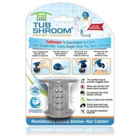 TubShroom TubShroom Tub Hair Catcher Protector, Fits 1.5" - 1.75" Drain, Gray