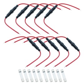 SQXBK 10PCS 6x30mm 16AWG Red and Black Wired Fuse Holder Inline Fuse Holder for Protecting Wires and Electrical Equipment