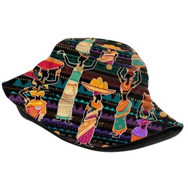 Retro Africa Tribes Bucket Hat for Women Men Cute African Tribal Women Summer Beach Travel Sun Hats